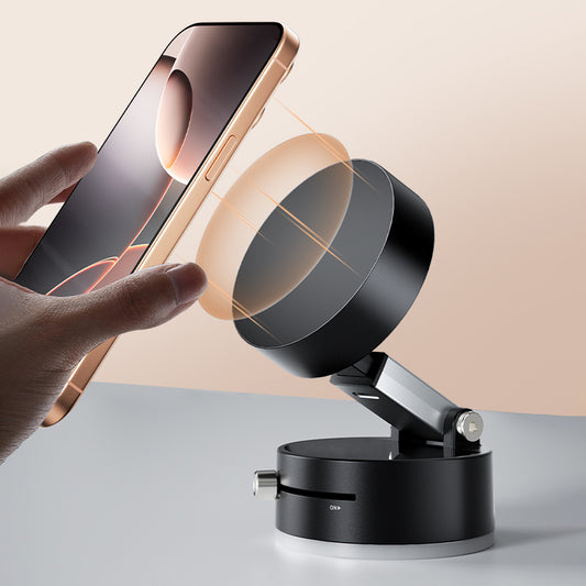 Magnetic Car Phone Holder with Vacuum Suction Cup – 360° Adjustable