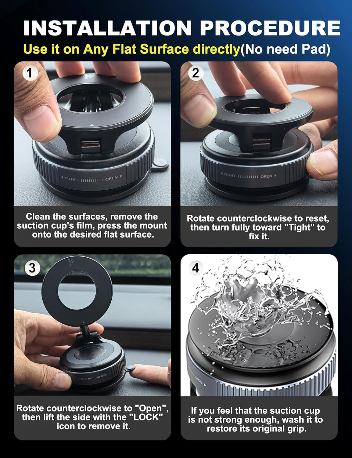 Buy 360° Adjustable Vacuum Magnetic Suction Cup Phone Holder, Hands-Free Magnetic Cell Phone Stand