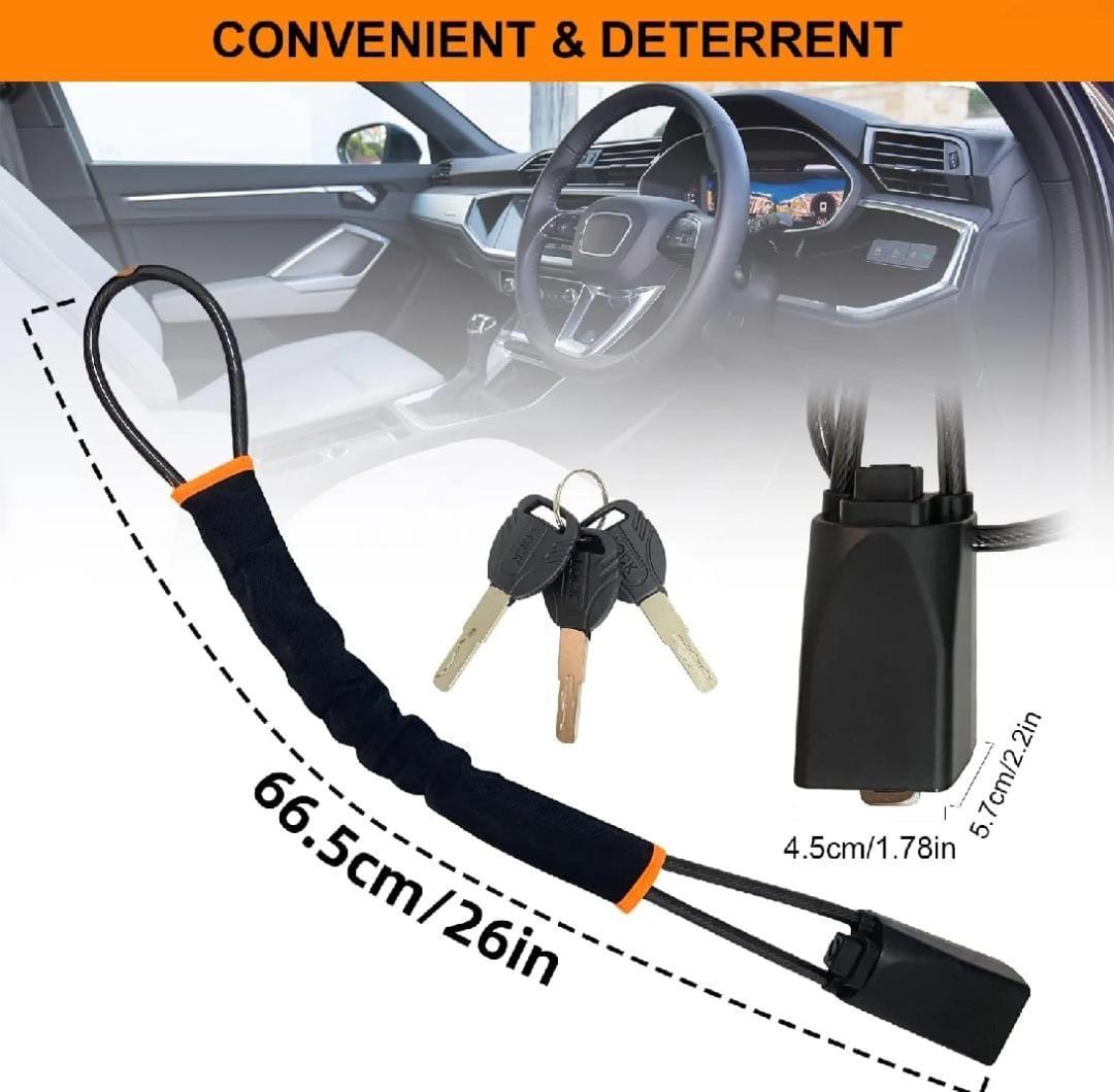 Car Steering Wheel and Seat Belt Lock – Compact Anti-Theft Security Device for Vehicles