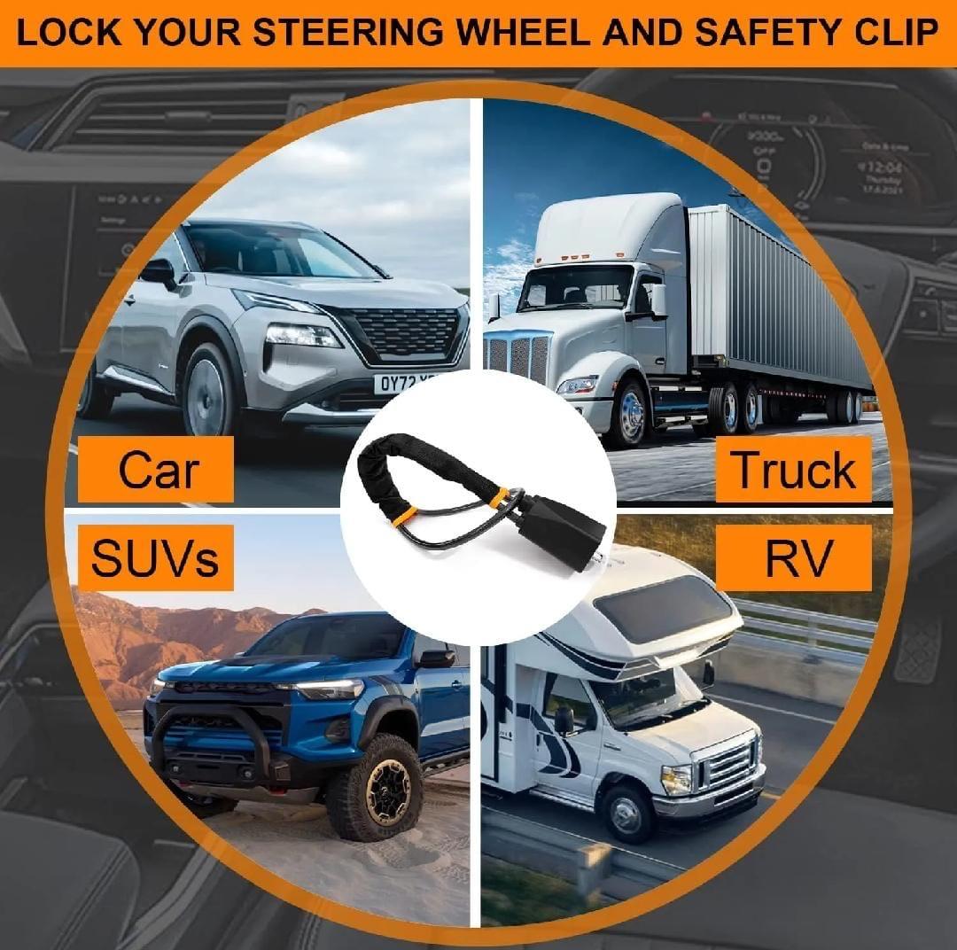 Car Steering Wheel and Seat Belt Lock – Compact Anti-Theft Security Device for Vehicles