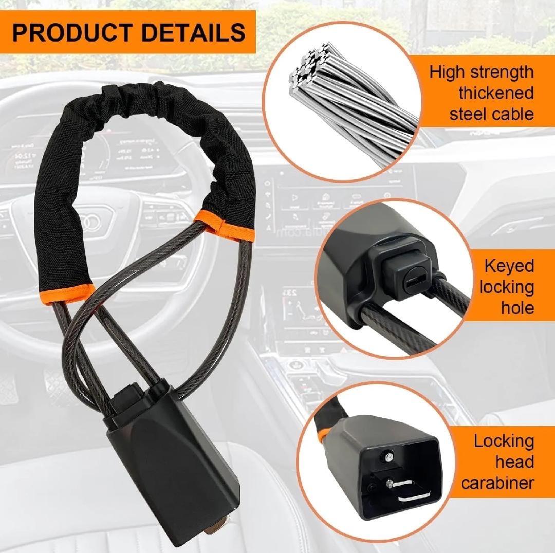 Car Steering Wheel and Seat Belt Lock – Compact Anti-Theft Security Device for Vehicles